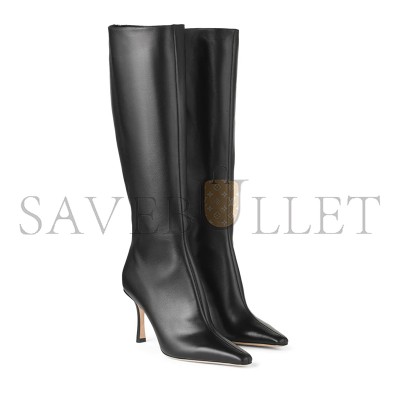 JIMMY CHOO AGATHE KNEE BOOT 85 BLACK CALF LEATHER KNEE-HIGH BOOTS AGATHEKB85LTC
